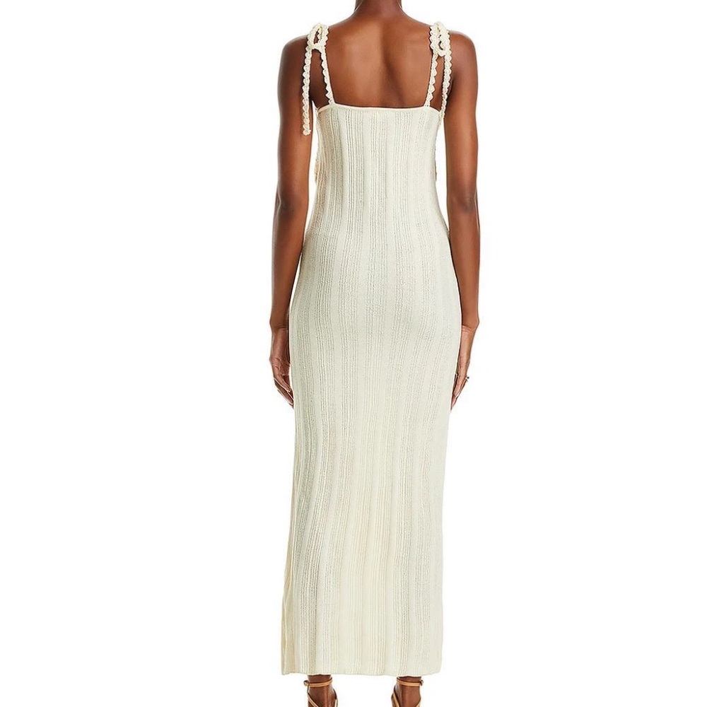 🆕 Line & Dot Cream Crochet Knit Maxi Dress Small Boho Beach Resort Cover Up - Picture 3 of 16